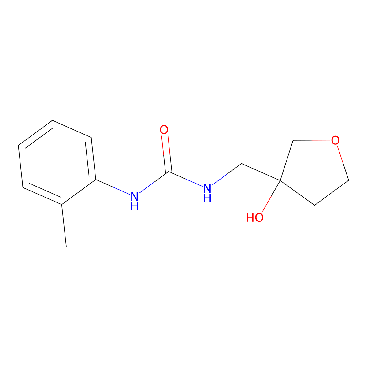 1-((3-Hydroxytetrahydrofuran-3-yl)methyl)-3-(o-tolyl)urea molecular structure, CAS 2034605-70-2