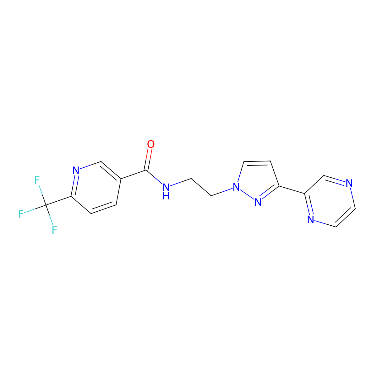N-(2-(3-(pyrazin-2-yl)-1H-pyrazol-1-yl)ethyl)-6-(trifluoromethyl)nicotinamide molecular structure, CAS 2034605-76-8