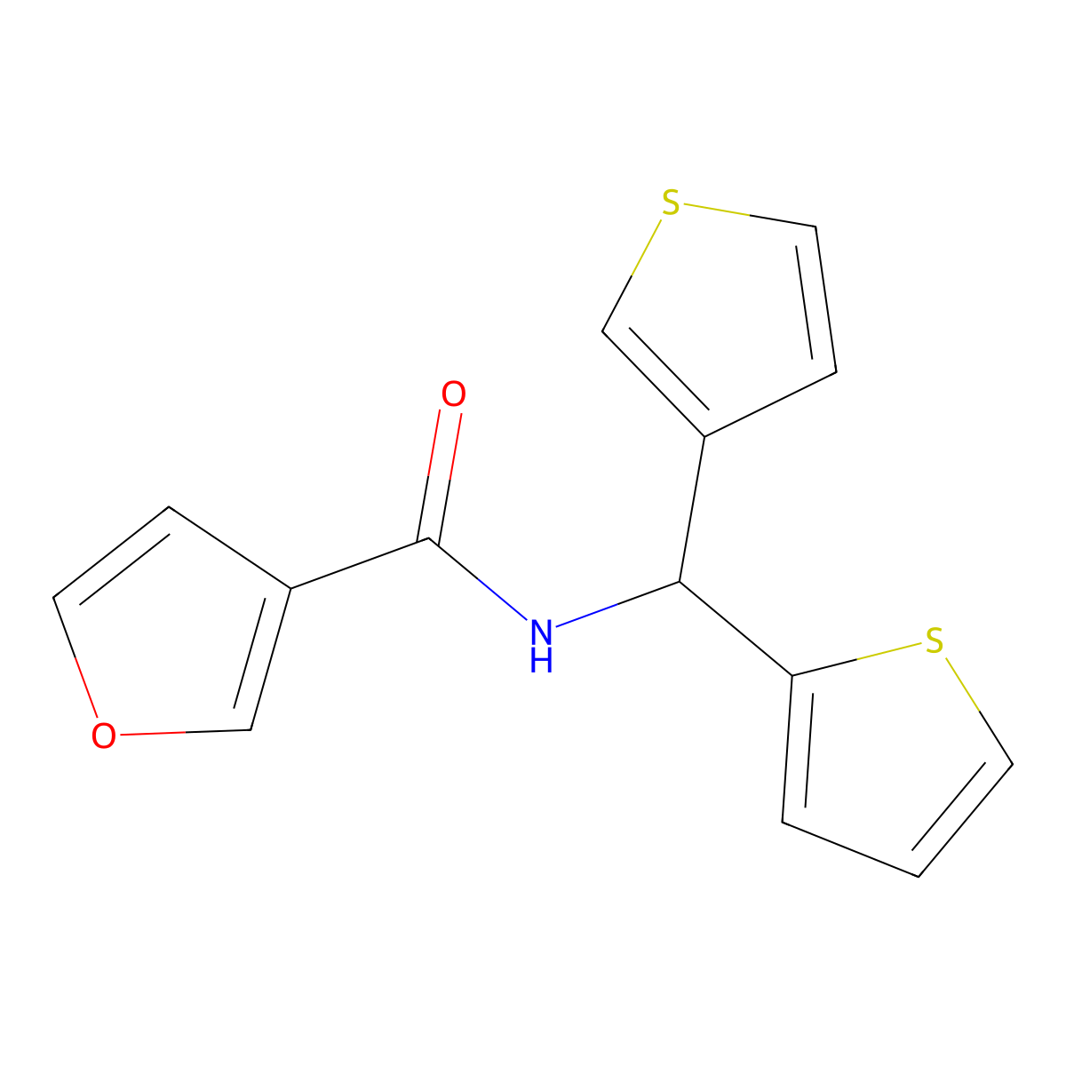 N-(thiophen-2-yl(thiophen-3-yl)methyl)furan-3-carboxamide molecular structure, CAS 2034605-78-0