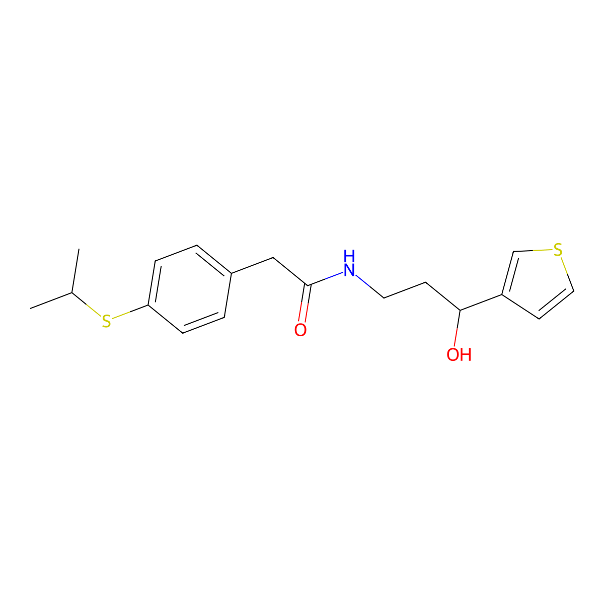 N-(3-hydroxy-3-(thiophen-3-yl)propyl)-2-(4-(isopropylthio)phenyl)acetamide molecular structure, CAS 2034605-79-1