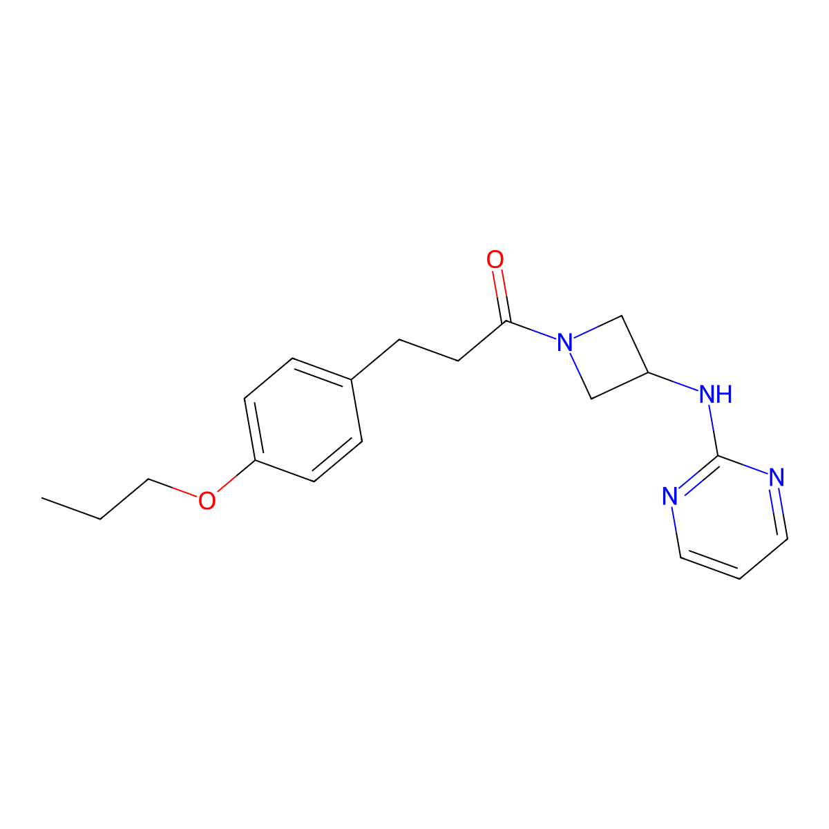 3-(4-Propoxyphenyl)-1-(3-(pyrimidin-2-ylamino)azetidin-1-yl)propan-1-one molecular structure, CAS 2034605-90-6