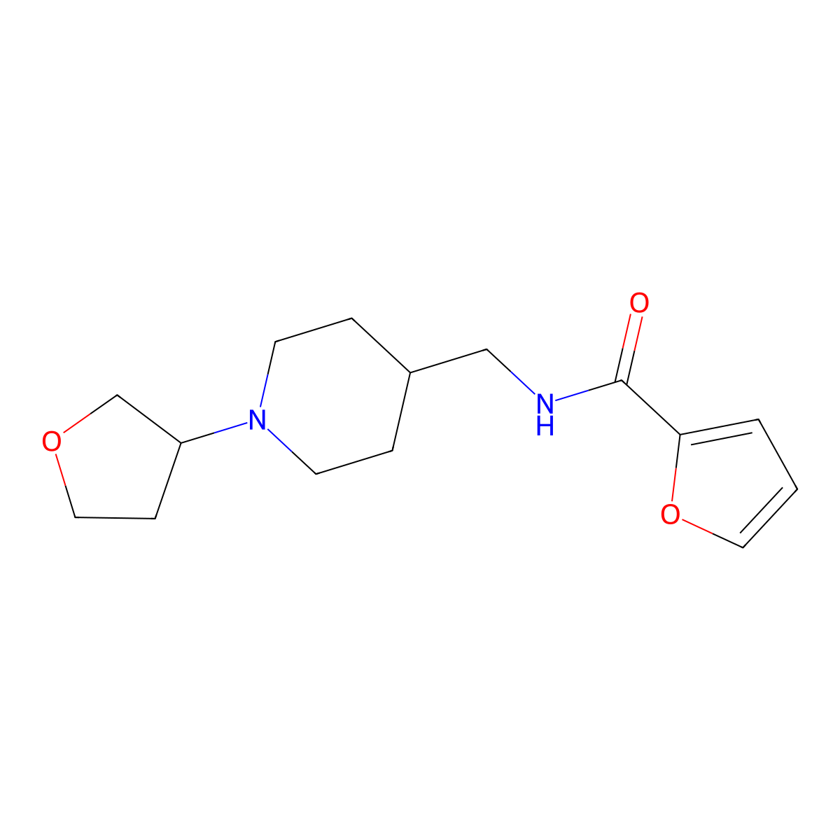 N-((1-(tetrahydrofuran-3-yl)piperidin-4-yl)methyl)furan-2-carboxamide molecular structure, CAS 2034605-91-7