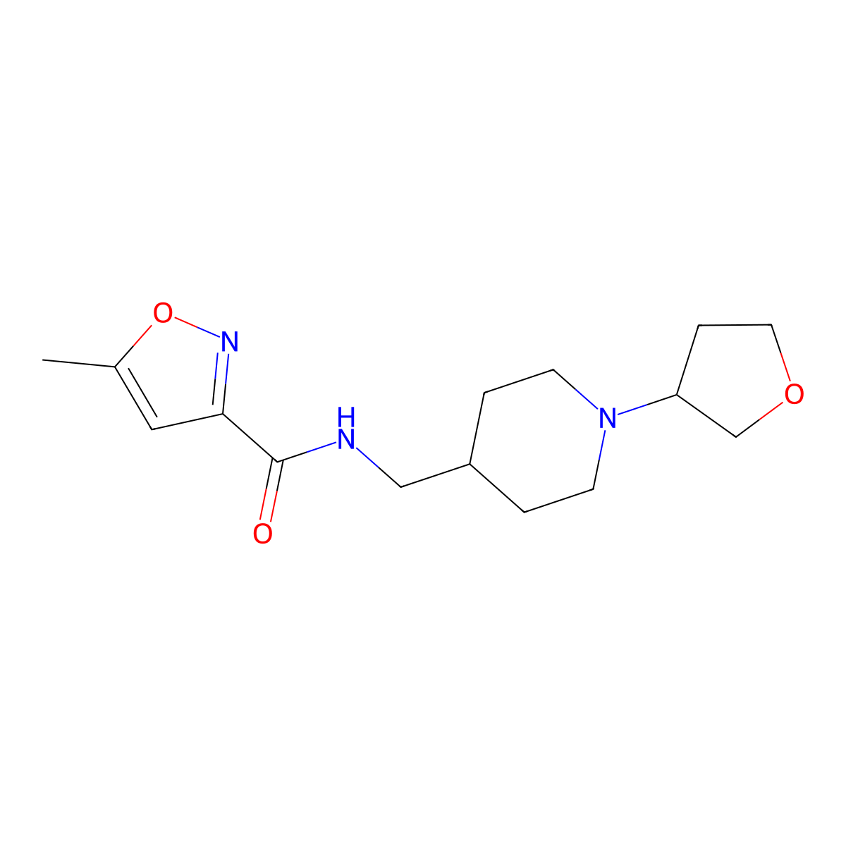 5-methyl-N-((1-(tetrahydrofuran-3-yl)piperidin-4-yl)methyl)isoxazole-3-carboxamide molecular structure, CAS 2034605-98-4