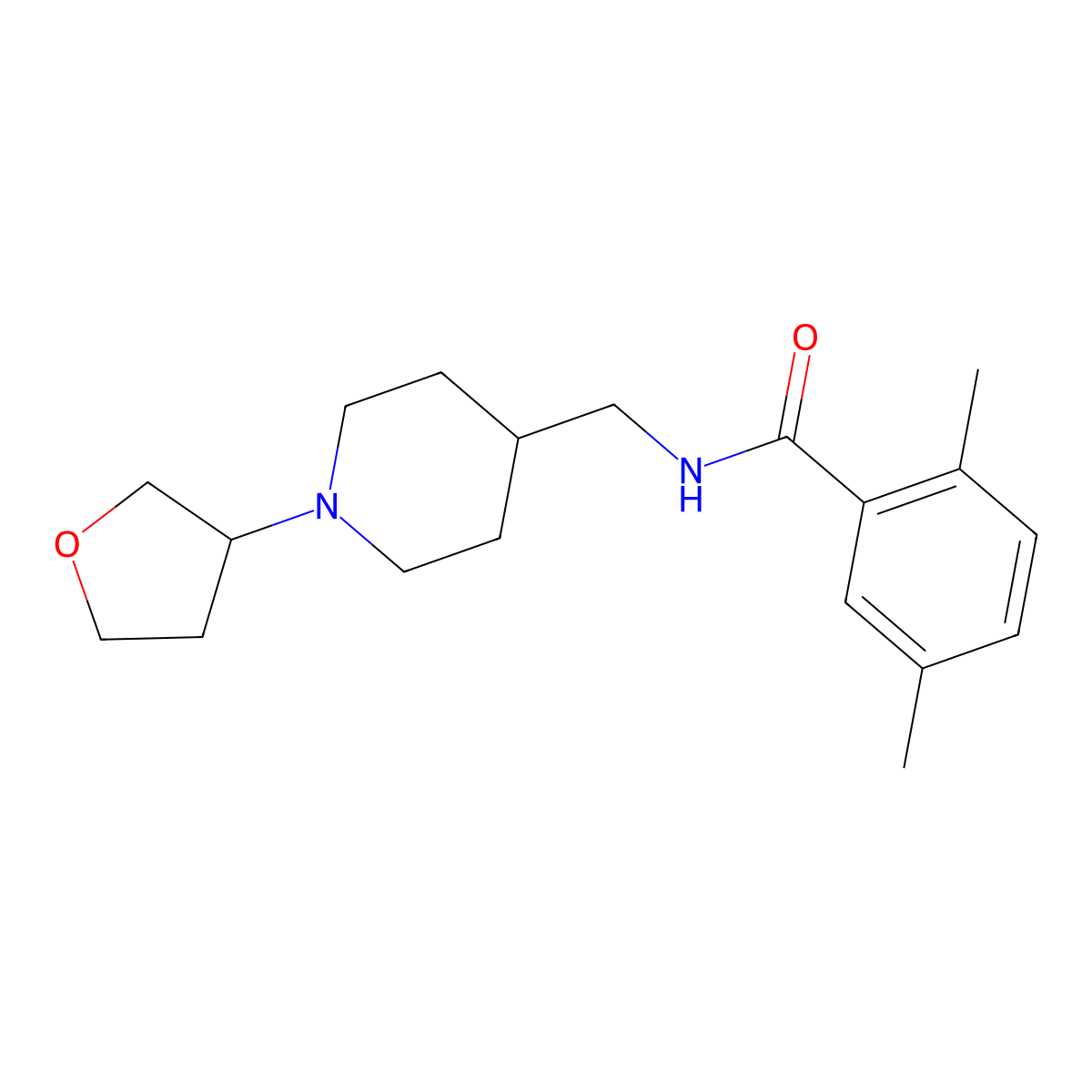 2,5-dimethyl-N-((1-(tetrahydrofuran-3-yl)piperidin-4-yl)methyl)benzamide molecular structure, CAS 2034606-09-0
