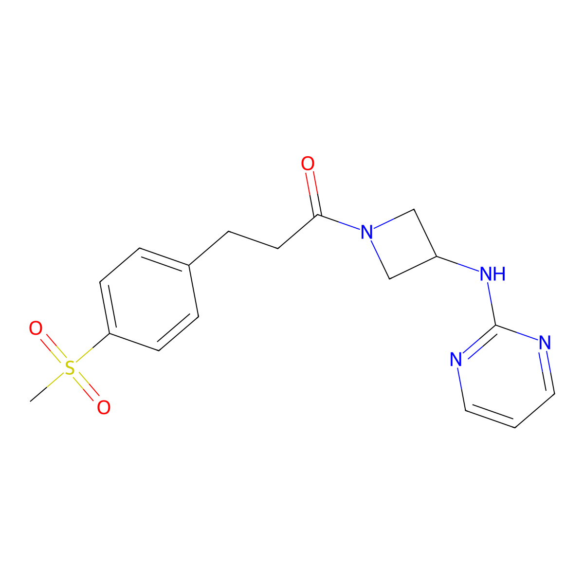 3-(4-(Methylsulfonyl)phenyl)-1-(3-(pyrimidin-2-ylamino)azetidin-1-yl)propan-1-one molecular structure, CAS 2034606-11-4