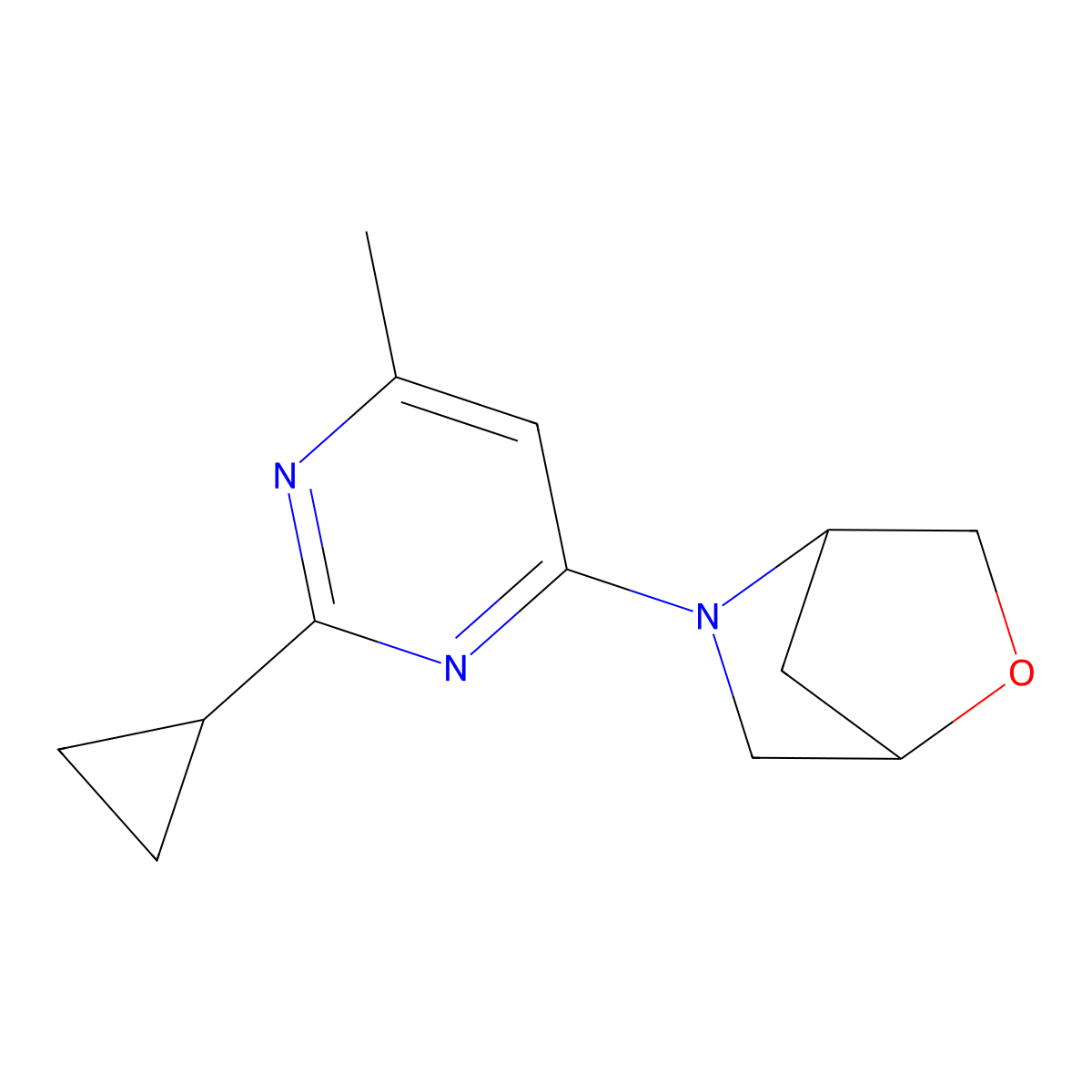 5-(2-Cyclopropyl-6-methylpyrimidin-4-yl)-2-oxa-5-azabicyclo[2.2.1]heptane molecular structure, CAS 2034606-33-0