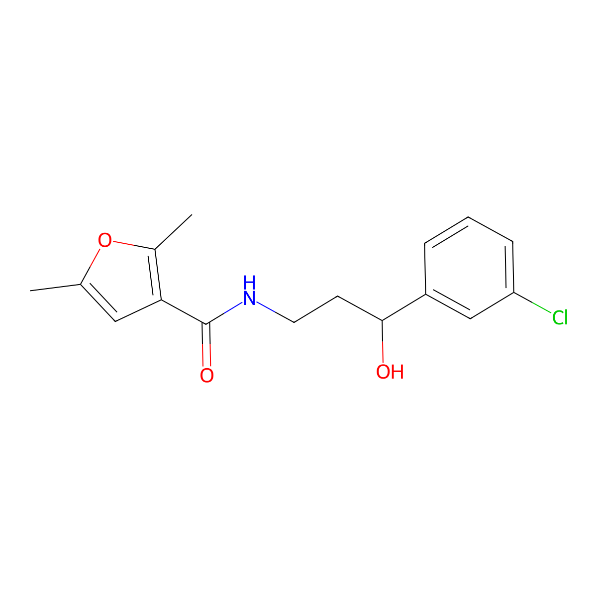 N-[3-(3-chlorophenyl)-3-hydroxypropyl]-2,5-dimethylfuran-3-carboxamide molecular structure, CAS 2034606-36-3