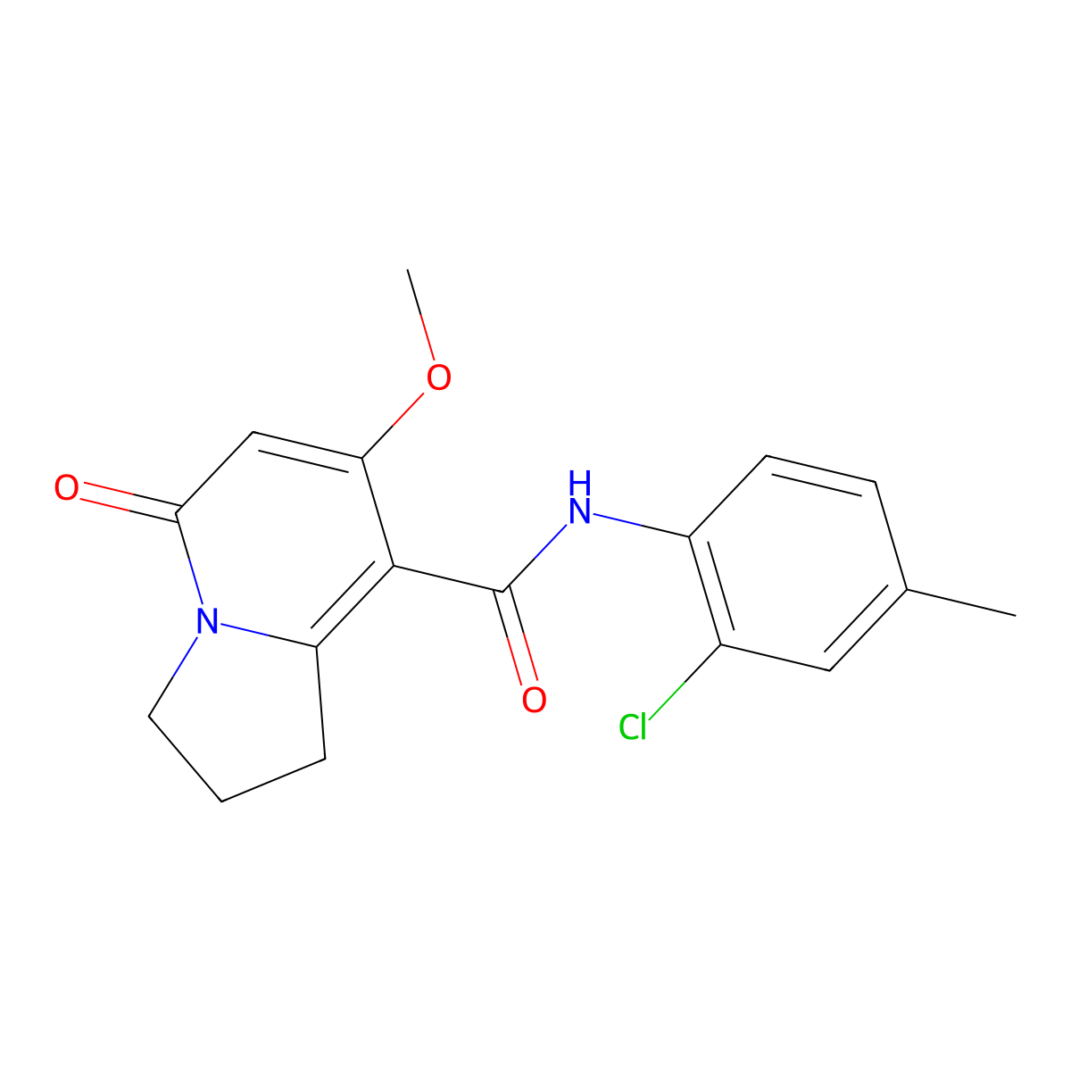 N-(2-chloro-4-methylphenyl)-7-methoxy-5-oxo-1,2,3,5-tetrahydroindolizine-8-carboxamide molecular structure, CAS 2034606-37-4