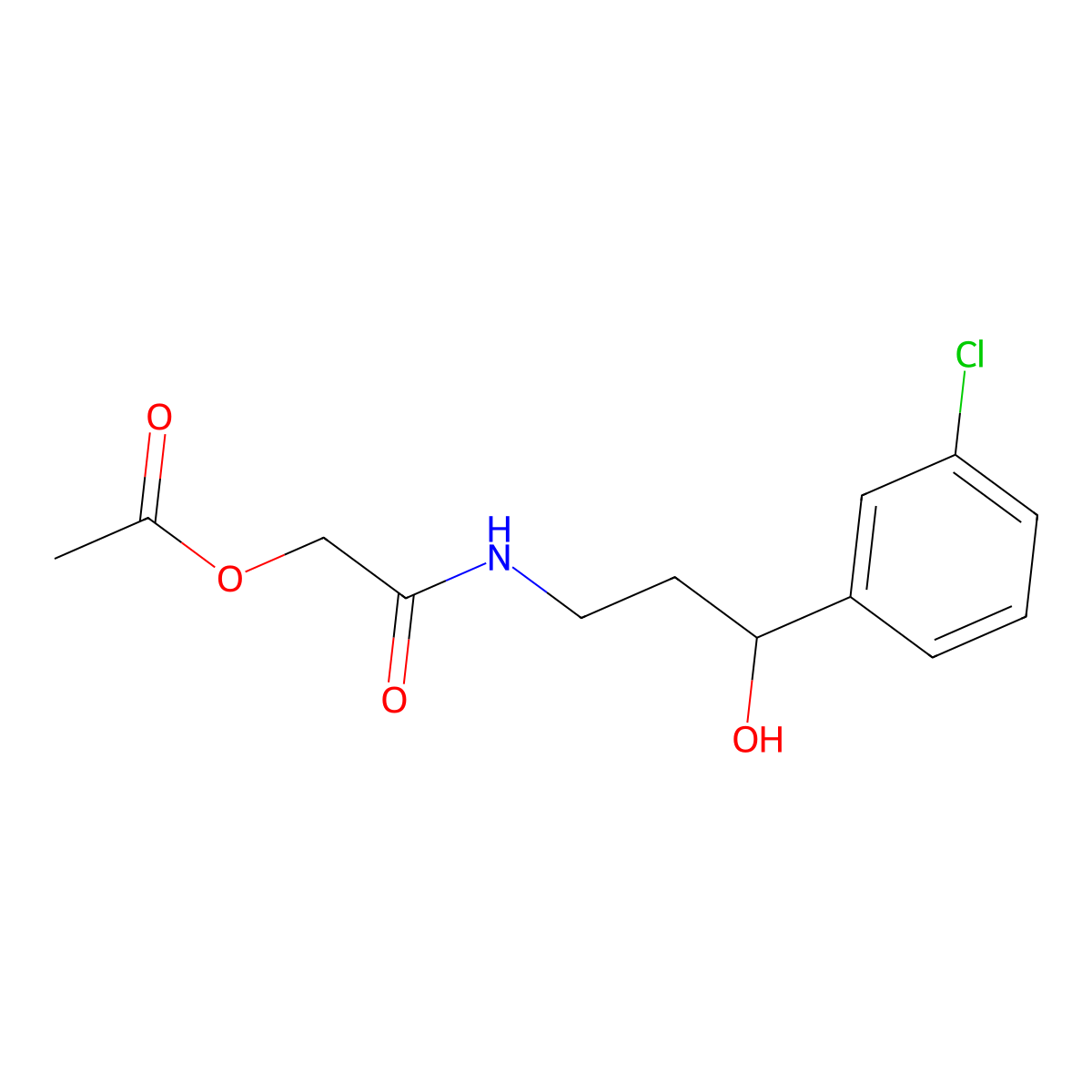 2-((3-(3-Chlorophenyl)-3-hydroxypropyl)amino)-2-oxoethyl acetate molecular structure, CAS 2034606-47-6