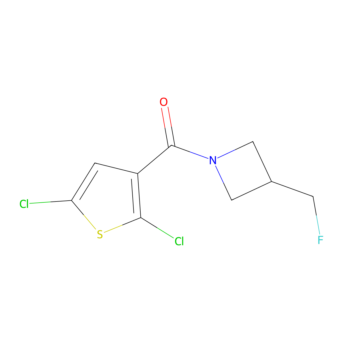 (2,5-Dichlorothiophen-3-yl)(3-(fluoromethyl)azetidin-1-yl)methanone molecular structure, CAS 2034606-51-2