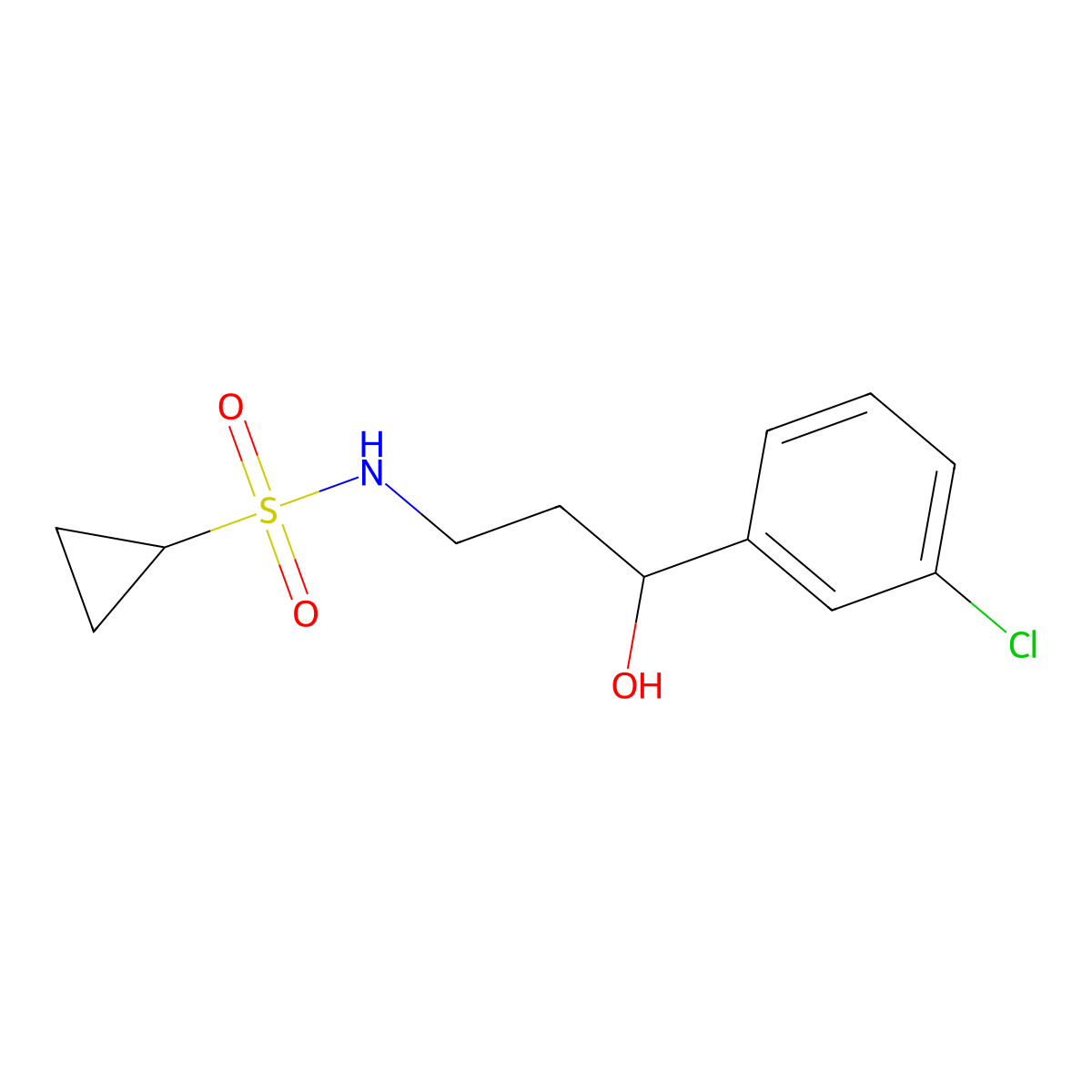 N-[3-(3-chlorophenyl)-3-hydroxypropyl]cyclopropanesulfonamide molecular structure, CAS 2034606-53-4
