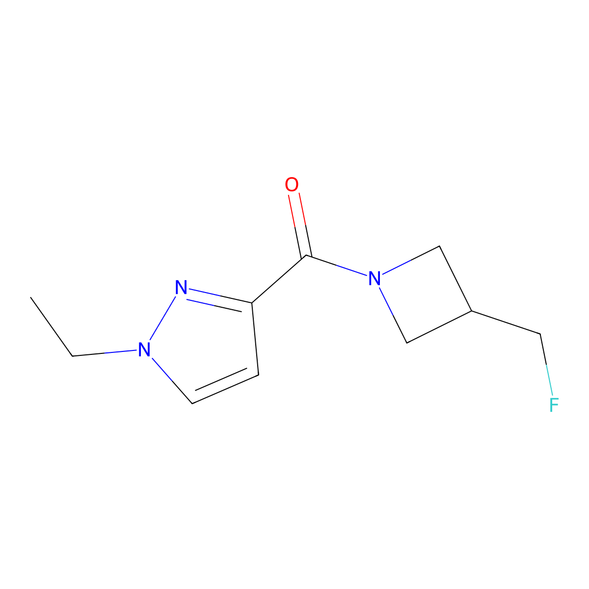 (1-ethyl-1H-pyrazol-3-yl)(3-(fluoromethyl)azetidin-1-yl)methanone molecular structure, CAS 2034606-57-8