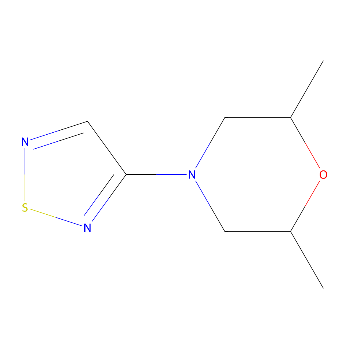 2,6-Dimethyl-4-(1,2,5-thiadiazol-3-yl)morpholine molecular structure, CAS 2034606-59-0