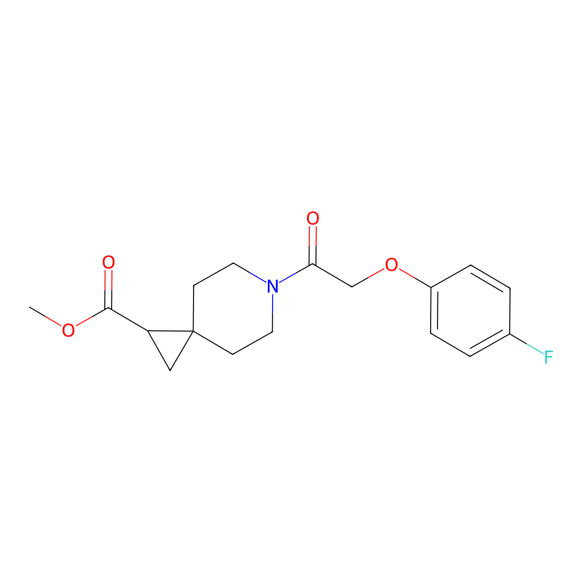 Methyl 6-(2-(4-fluorophenoxy)acetyl)-6-azaspiro[2.5]octane-1-carboxylate molecular structure, CAS 2034606-62-5
