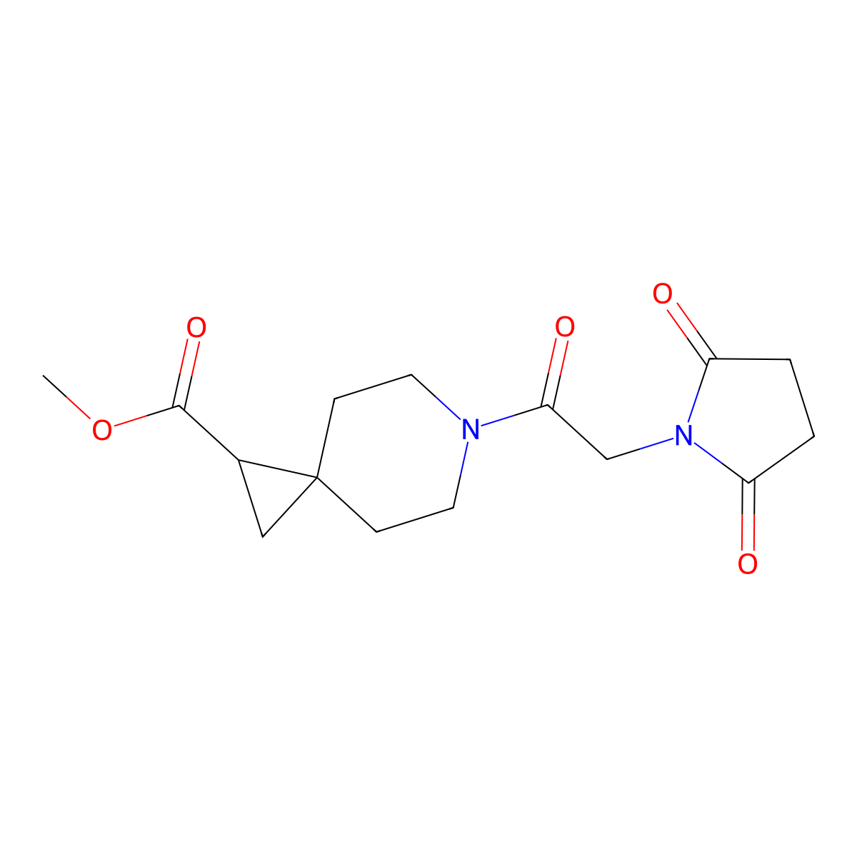 Methyl 6-(2-(2,5-dioxopyrrolidin-1-yl)acetyl)-6-azaspiro[2.5]octane-1-carboxylate molecular structure, CAS 2034606-66-9