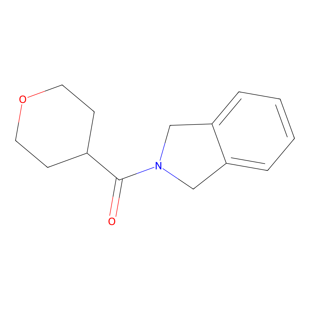 isoindolin-2-yl(tetrahydro-2H-pyran-4-yl)methanone molecular structure, CAS 2034606-70-5