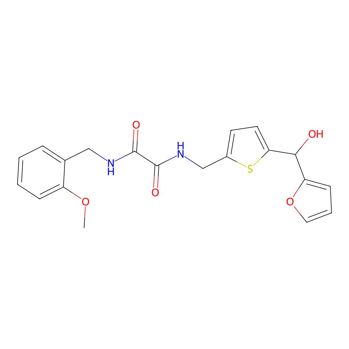 N1-((5-(furan-2-yl(hydroxy)methyl)thiophen-2-yl)methyl)-N2-(2-methoxybenzyl)oxalamide molecular structure, CAS 2034606-79-4