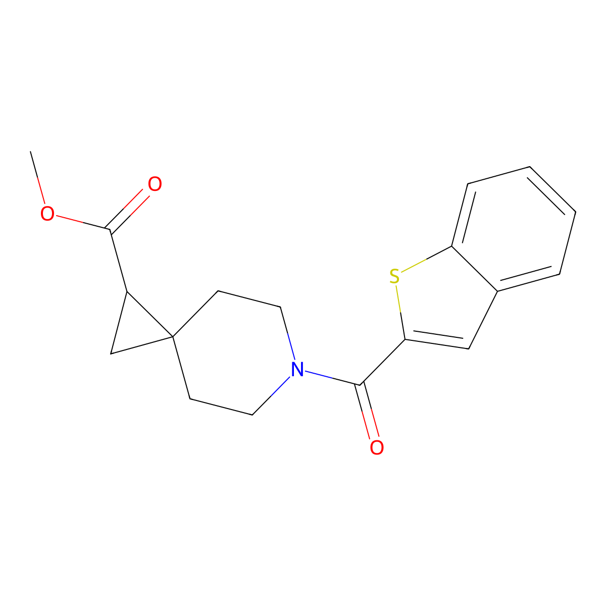 Methyl 6-(benzo[b]thiophene-2-carbonyl)-6-azaspiro[2.5]octane-1-carboxylate molecular structure, CAS 2034606-80-7
