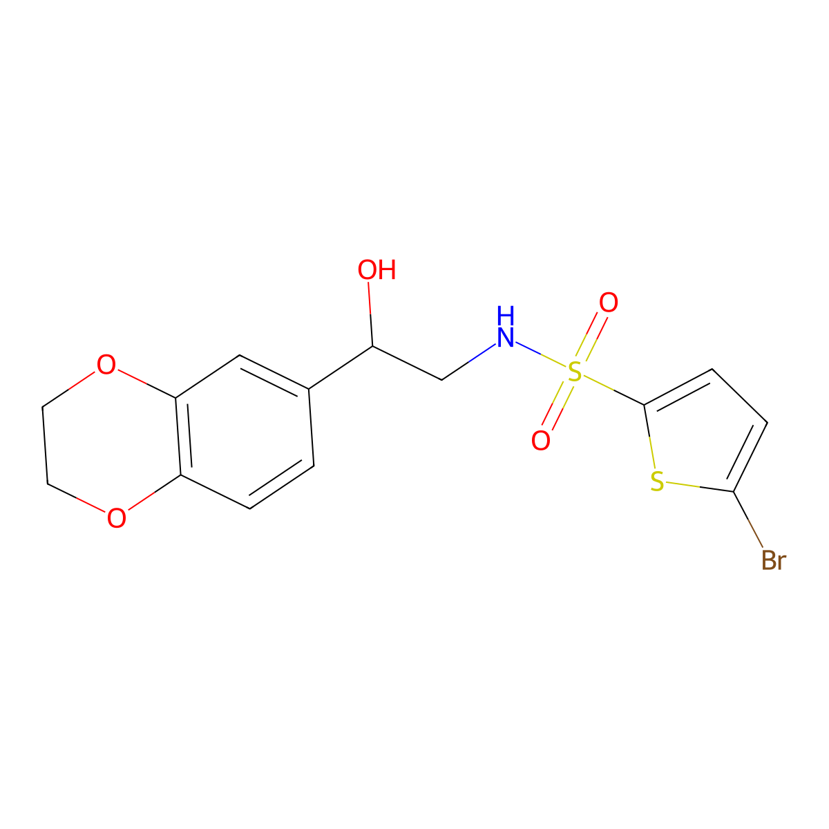 5-bromo-N-(2-(2,3-dihydrobenzo[b][1,4]dioxin-6-yl)-2-hydroxyethyl)thiophene-2-sulfonamide molecular structure, CAS 2034606-81-8