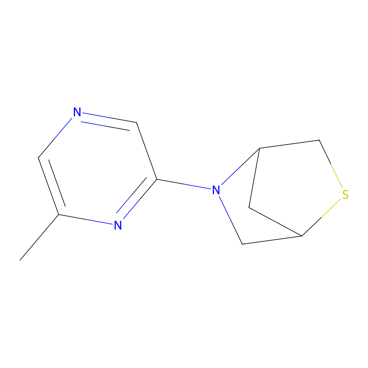 5-(6-Methylpyrazin-2-yl)-2-thia-5-azabicyclo[2.2.1]heptane molecular structure, CAS 2034606-88-5