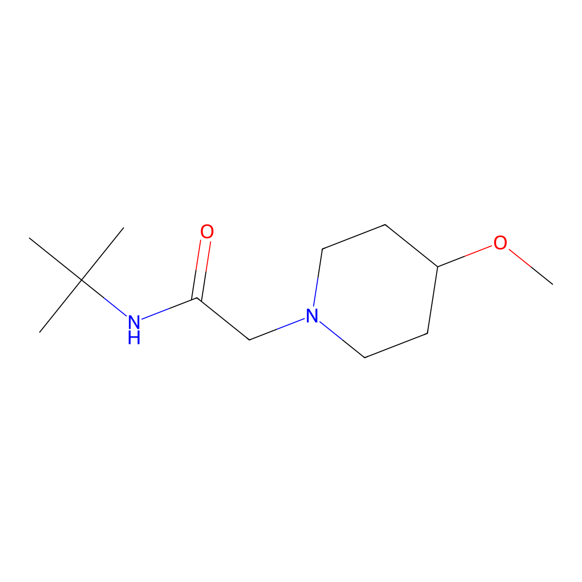 N-(tert-butyl)-2-(4-methoxypiperidin-1-yl)acetamide molecular structure, CAS 2034606-96-5