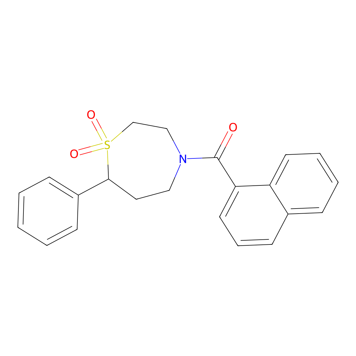 (1,1-Dioxido-7-phenyl-1,4-thiazepan-4-yl)(naphthalen-1-yl)methanone molecular structure, CAS 2034607-00-4