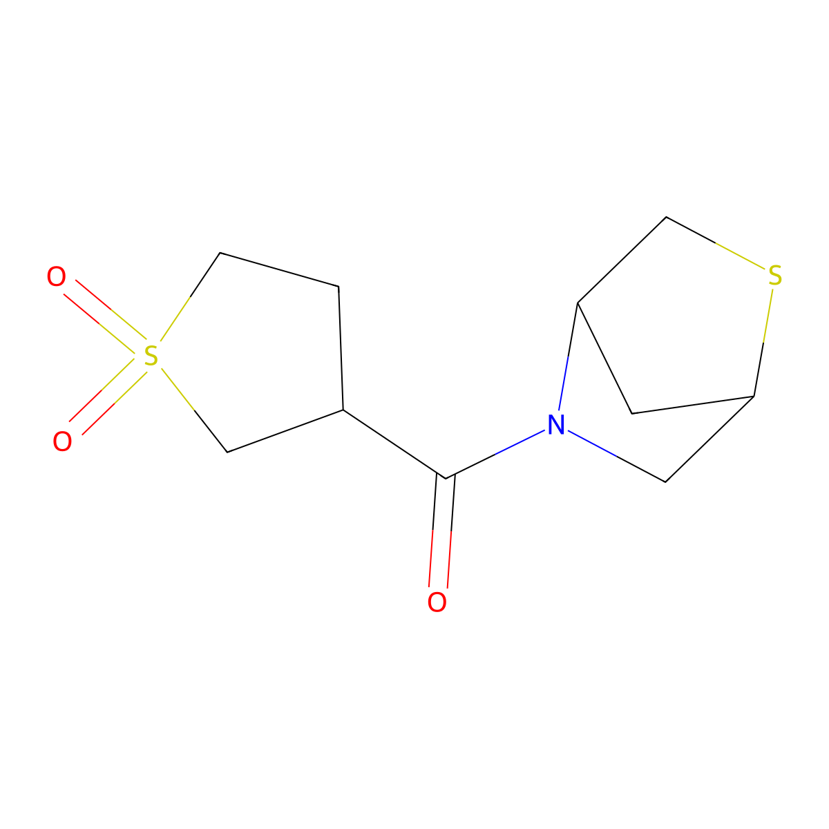 2-Thia-5-azabicyclo[2.2.1]heptan-5-yl(1,1-dioxidotetrahydrothiophen-3-yl)methanone molecular structure, CAS 2034607-09-3