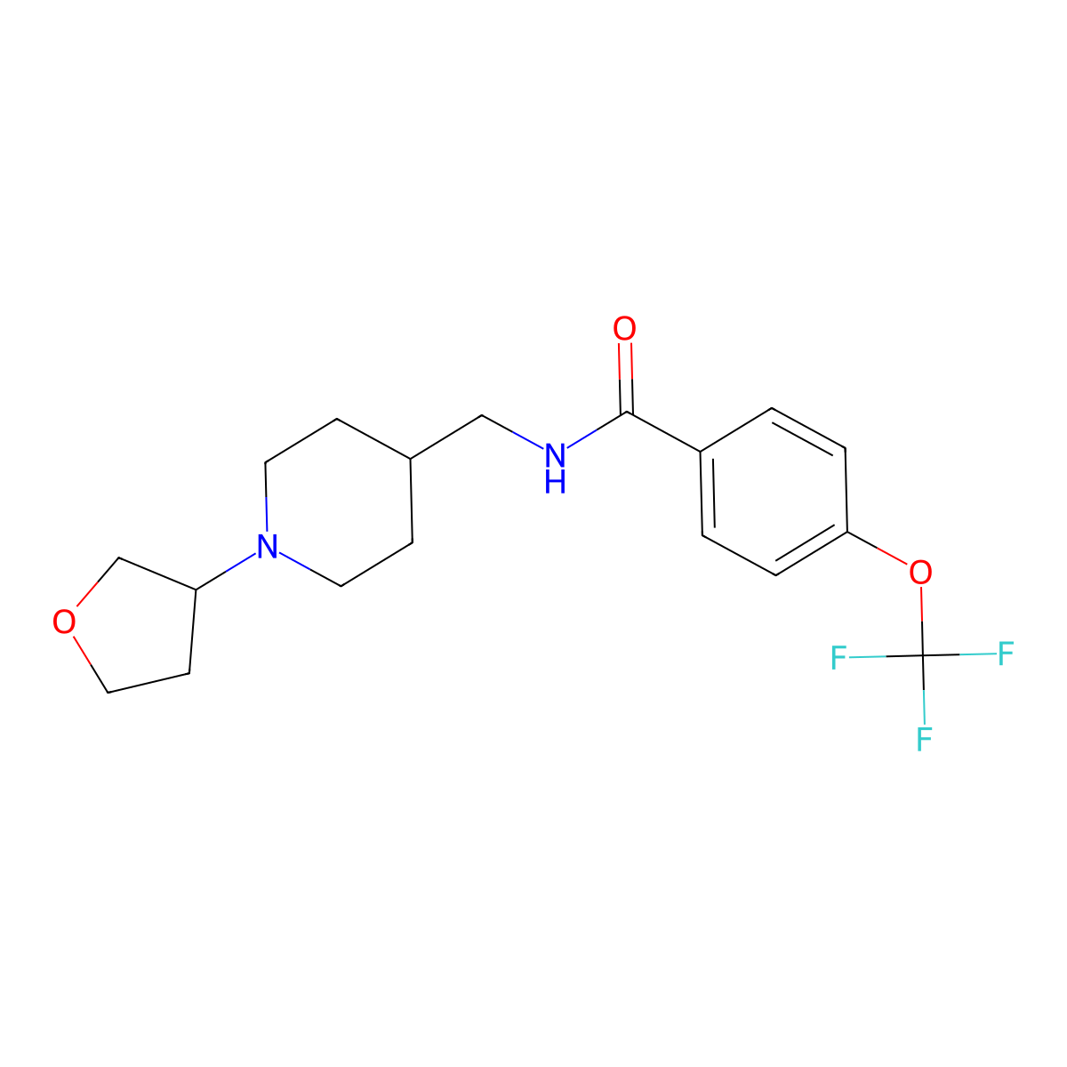 N-((1-(tetrahydrofuran-3-yl)piperidin-4-yl)methyl)-4-(trifluoromethoxy)benzamide molecular structure, CAS 2034607-11-7