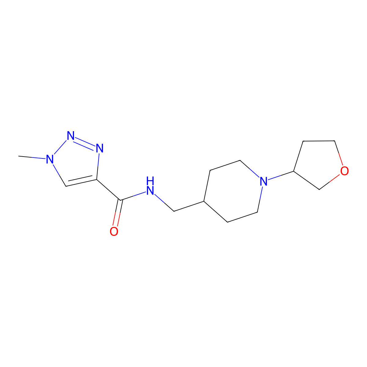 1-methyl-N-((1-(tetrahydrofuran-3-yl)piperidin-4-yl)methyl)-1H-1,2,3-triazole-4-carboxamide molecular structure, CAS 2034607-16-2