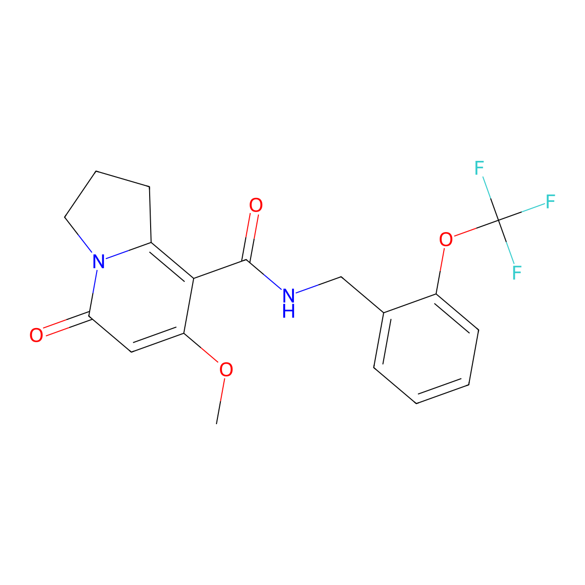 7-methoxy-5-oxo-N-(2-(trifluoromethoxy)benzyl)-1,2,3,5-tetrahydroindolizine-8-carboxamide molecular structure, CAS 2034607-32-2