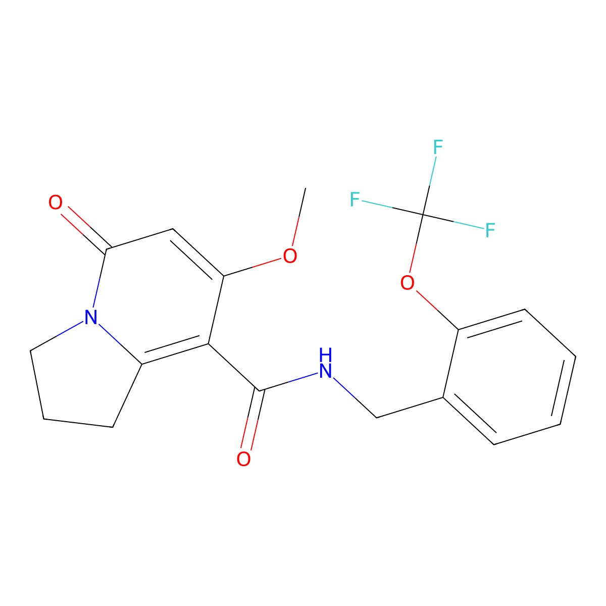 7-methoxy-5-oxo-N-(2-(trifluoromethoxy)benzyl)-1,2,3,5-tetrahydroindolizine-8-carboxamide molecular structure, CAS 2034607-32-2