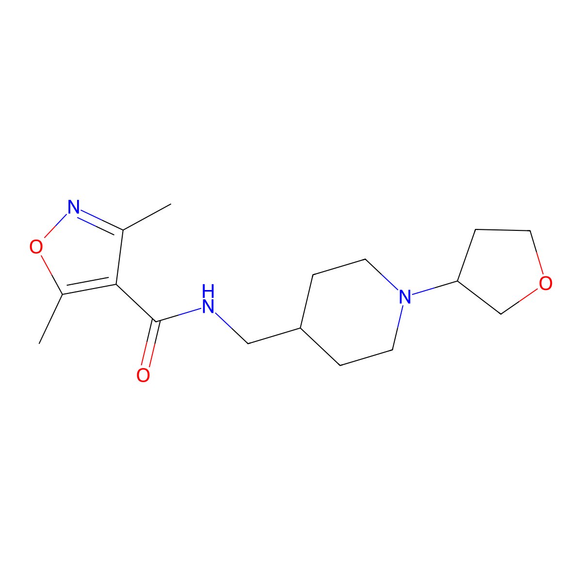 3,5-dimethyl-N-((1-(tetrahydrofuran-3-yl)piperidin-4-yl)methyl)isoxazole-4-carboxamide molecular structure, CAS 2034607-35-5