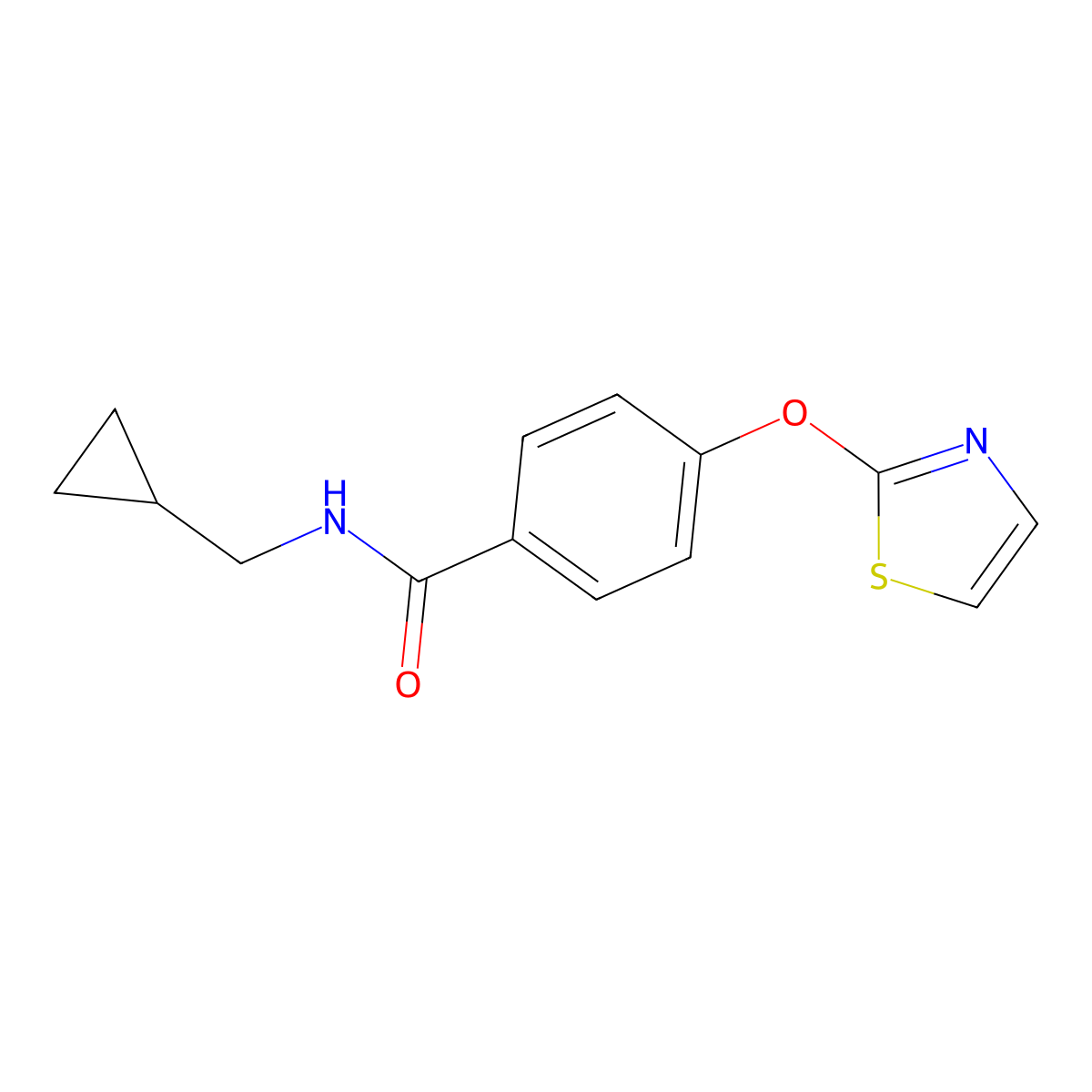 N-(cyclopropylmethyl)-4-(thiazol-2-yloxy)benzamide molecular structure, CAS 2034607-42-4