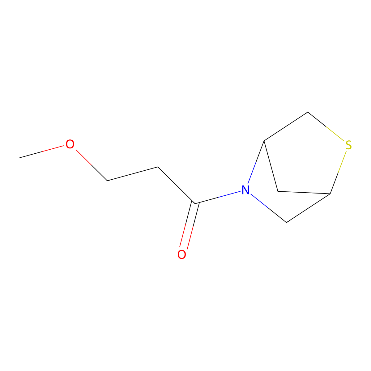 1-(2-Thia-5-azabicyclo[2.2.1]heptan-5-yl)-3-methoxypropan-1-one molecular structure, CAS 2034607-45-7
