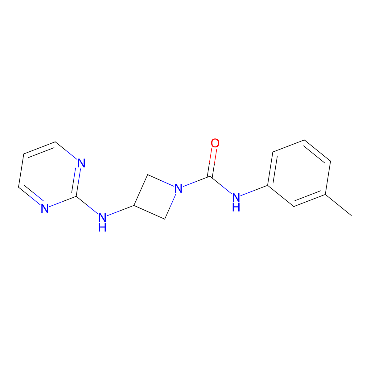 N-(3-methylphenyl)-3-[(pyrimidin-2-yl)amino]azetidine-1-carboxamide molecular structure, CAS 2034607-47-9