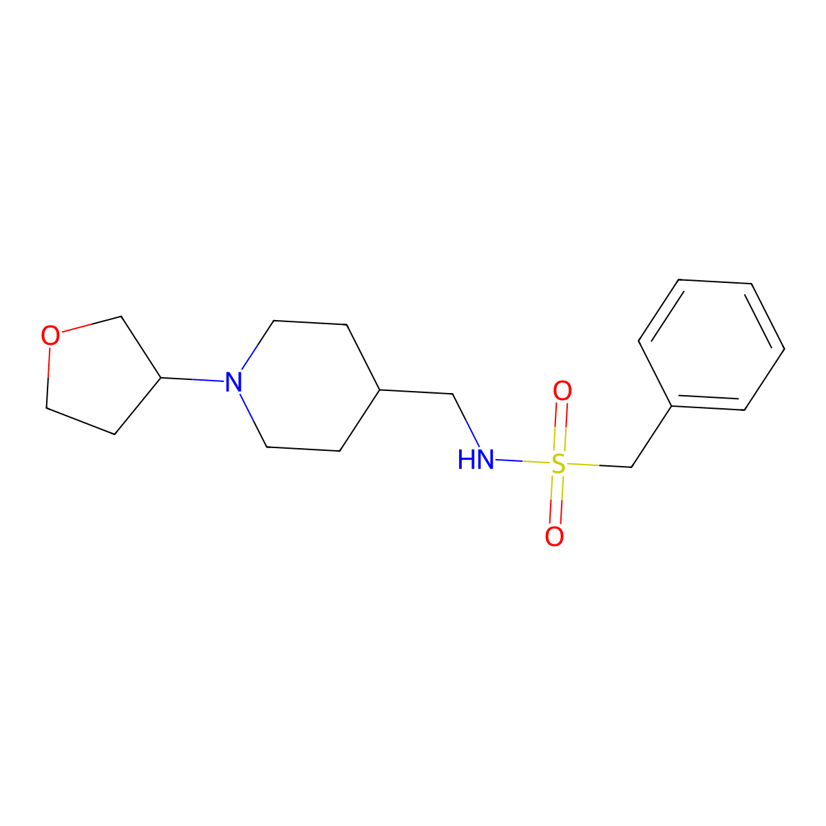 1-phenyl-N-((1-(tetrahydrofuran-3-yl)piperidin-4-yl)methyl)methanesulfonamide molecular structure, CAS 2034607-51-5