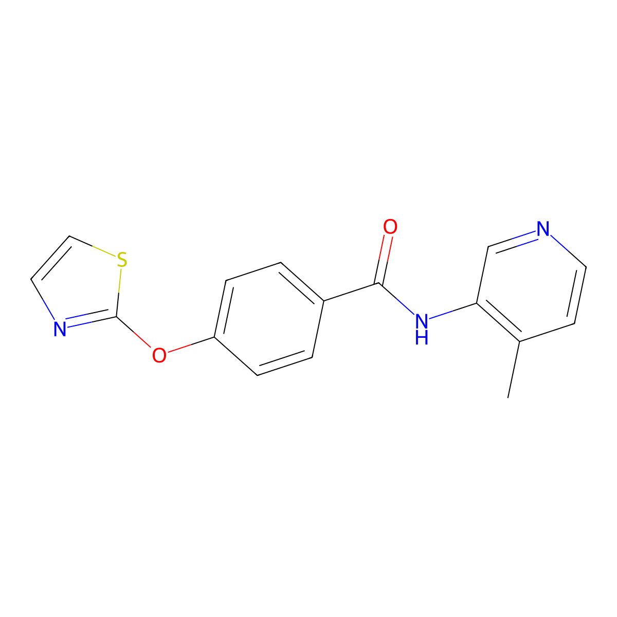 N-(4-methylpyridin-3-yl)-4-(thiazol-2-yloxy)benzamide molecular structure, CAS 2034607-52-6