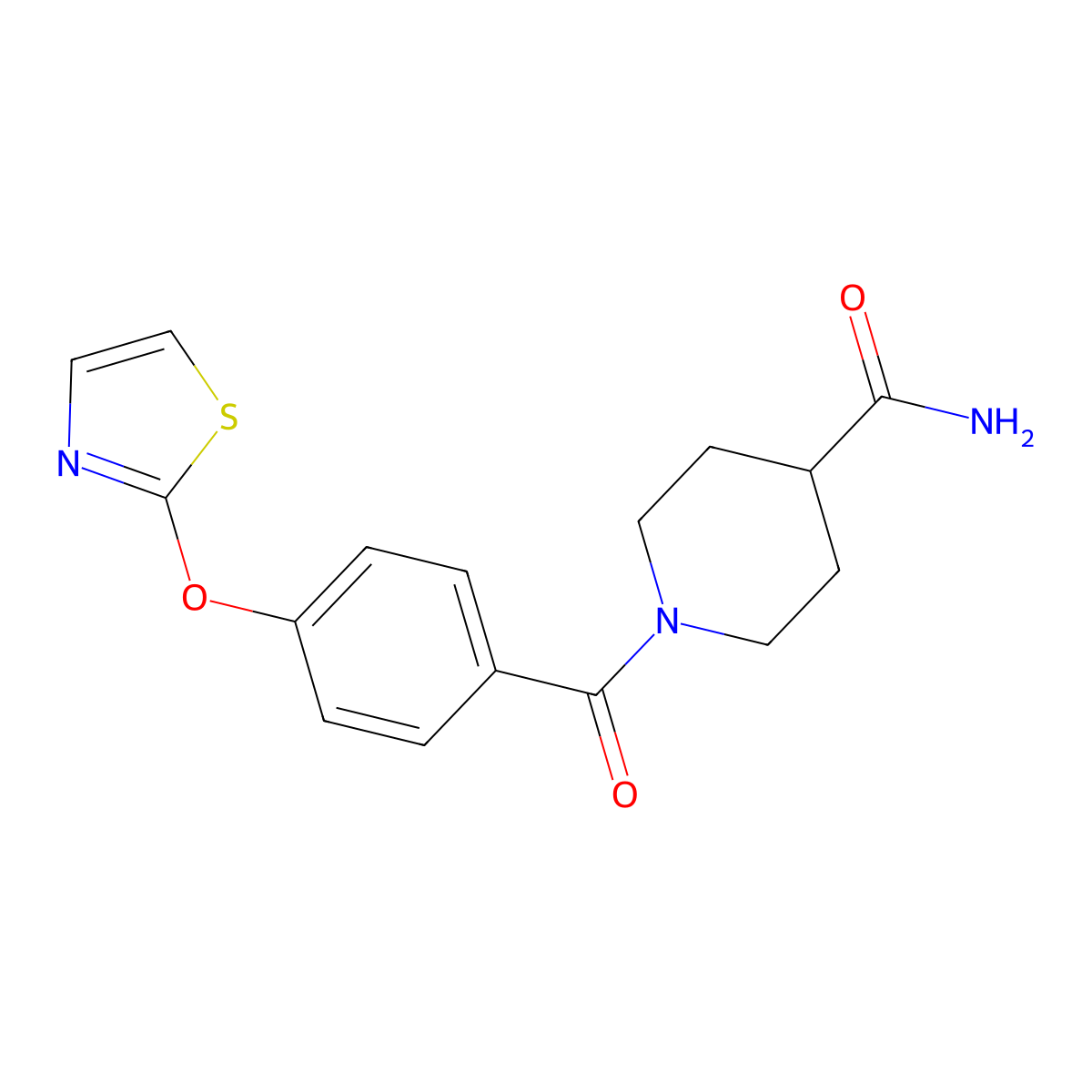 1-(4-(Thiazol-2-yloxy)benzoyl)piperidine-4-carboxamide molecular structure, CAS 2034607-63-9