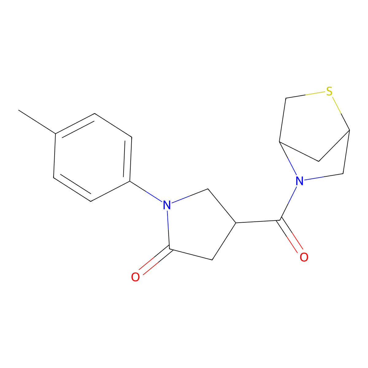 4-(2-Thia-5-azabicyclo[2.2.1]heptane-5-carbonyl)-1-(p-tolyl)pyrrolidin-2-one molecular structure, CAS 2034607-78-6