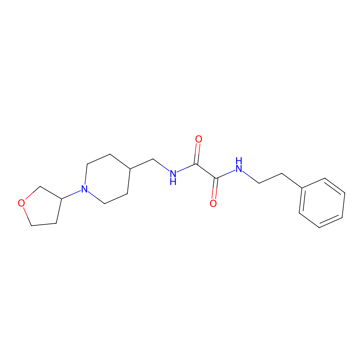 N1-phenethyl-N2-((1-(tetrahydrofuran-3-yl)piperidin-4-yl)methyl)oxalamide molecular structure, CAS 2034607-81-1