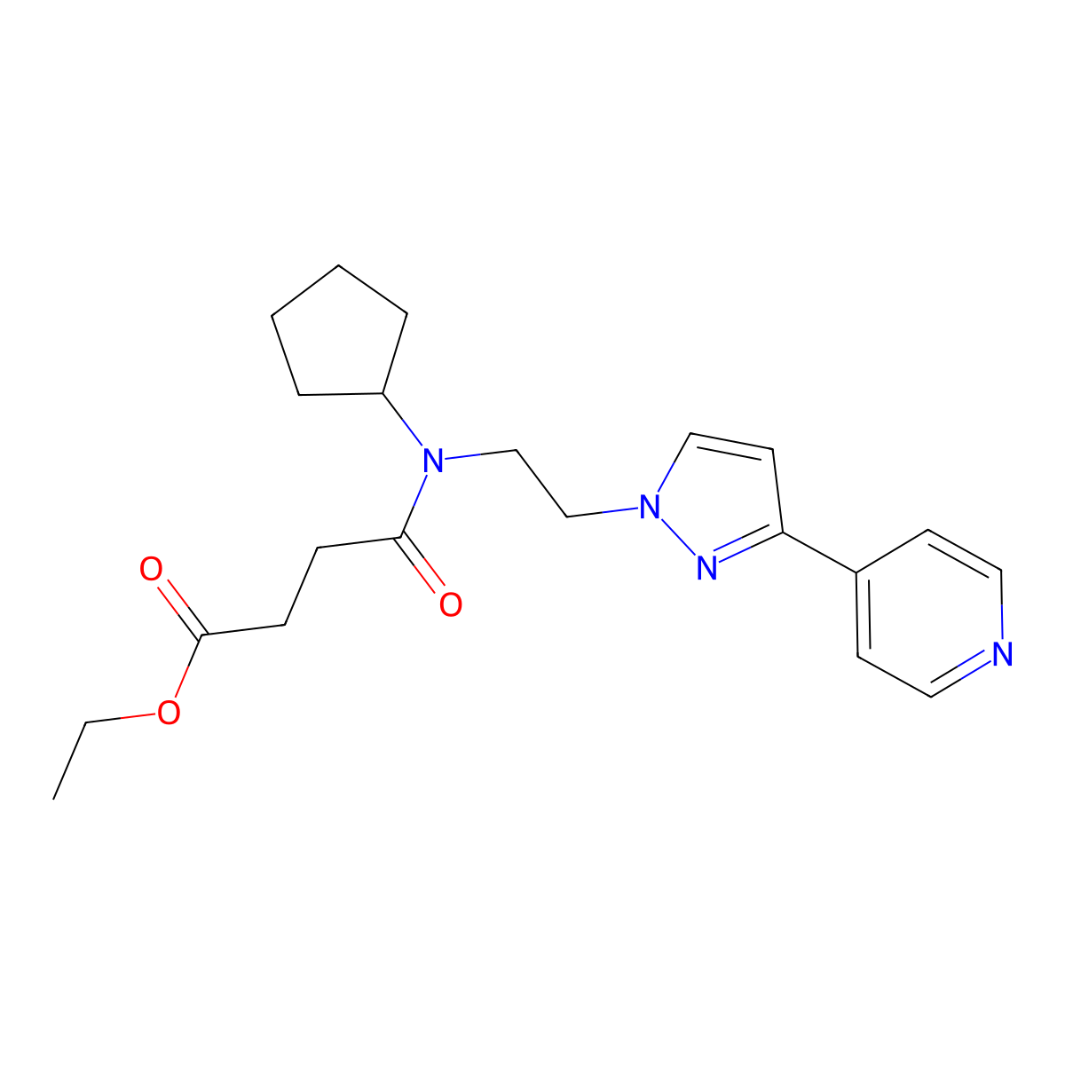ethyl 4-(cyclopentyl(2-(3-(pyridin-4-yl)-1H-pyrazol-1-yl)ethyl)amino)-4-oxobutanoate molecular structure, CAS 2034607-84-4