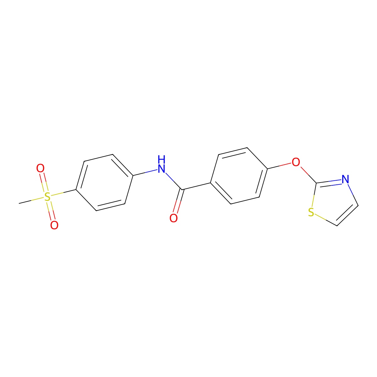 N-(4-(methylsulfonyl)phenyl)-4-(thiazol-2-yloxy)benzamide molecular structure, CAS 2034607-87-7