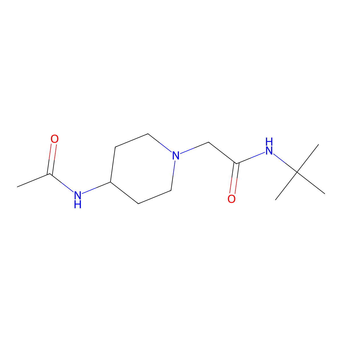 2-(4-acetamidopiperidin-1-yl)-N-(tert-butyl)acetamide molecular structure, CAS 2034607-90-2