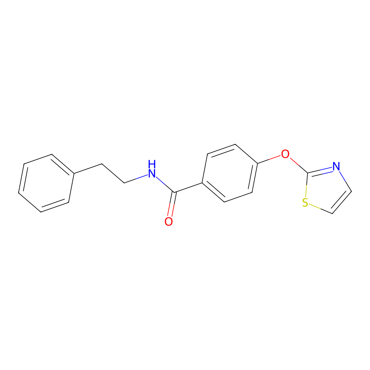 N-phenethyl-4-(thiazol-2-yloxy)benzamide molecular structure, CAS 2034607-92-4