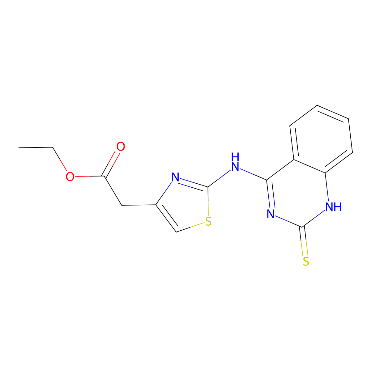 Ethyl 2-(2-((2-thioxo-1,2-dihydroquinazolin-4-yl)amino)thiazol-4-yl)acetate molecular structure, CAS 2034607-97-9