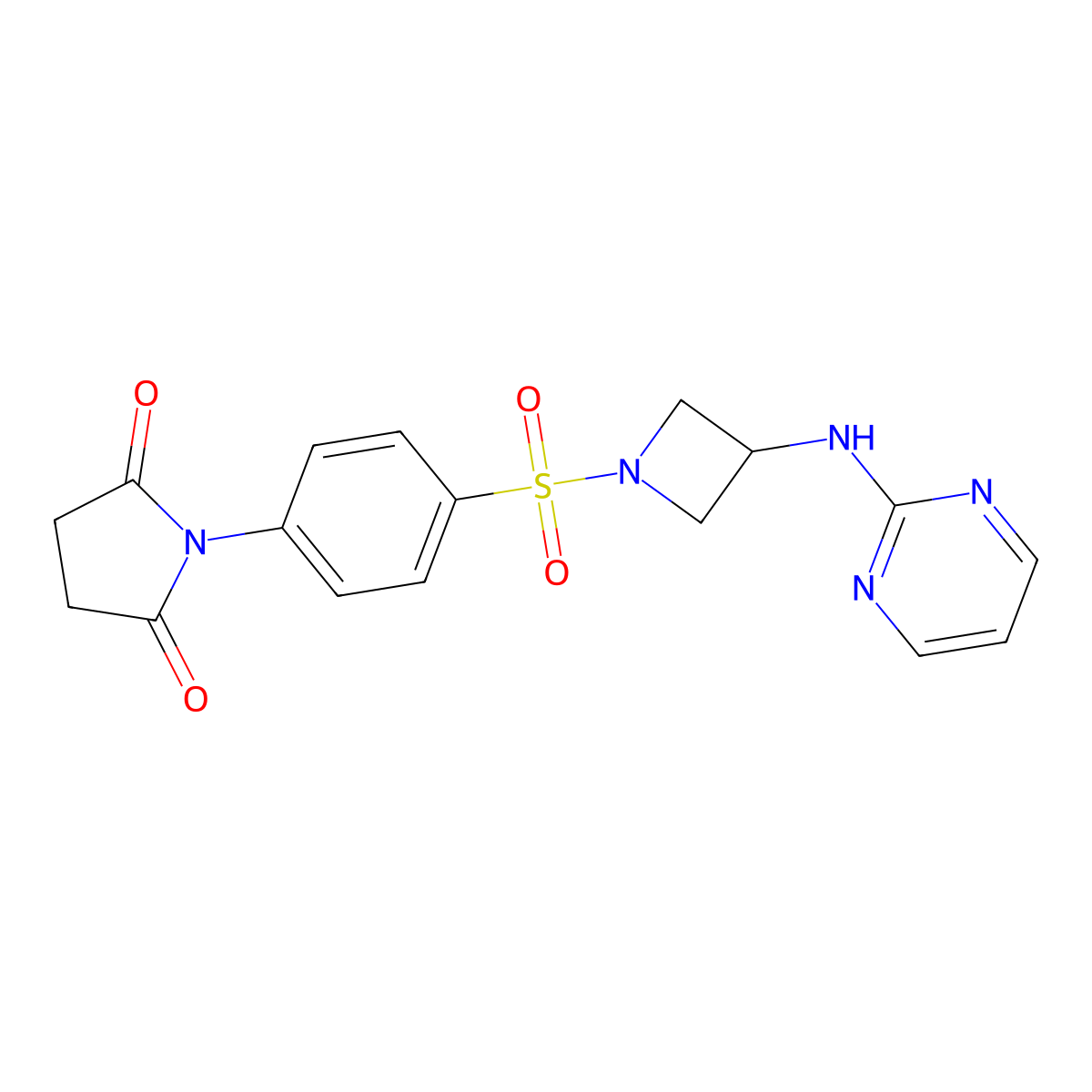 1-(4-((3-(Pyrimidin-2-ylamino)azetidin-1-yl)sulfonyl)phenyl)pyrrolidine-2,5-dione molecular structure, CAS 2034607-99-1