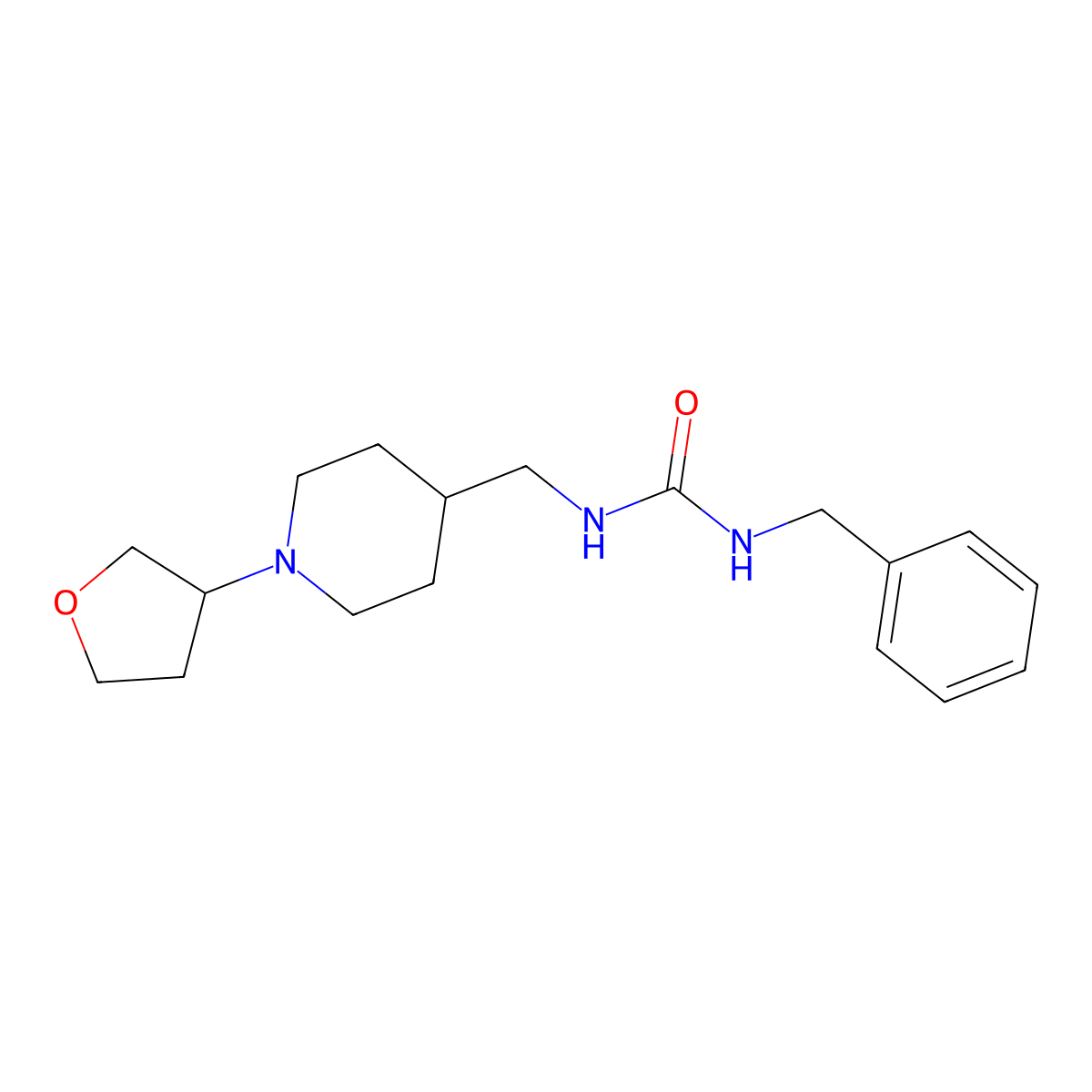 1-Benzyl-3-((1-(tetrahydrofuran-3-yl)piperidin-4-yl)methyl)urea molecular structure, CAS 2034608-00-7