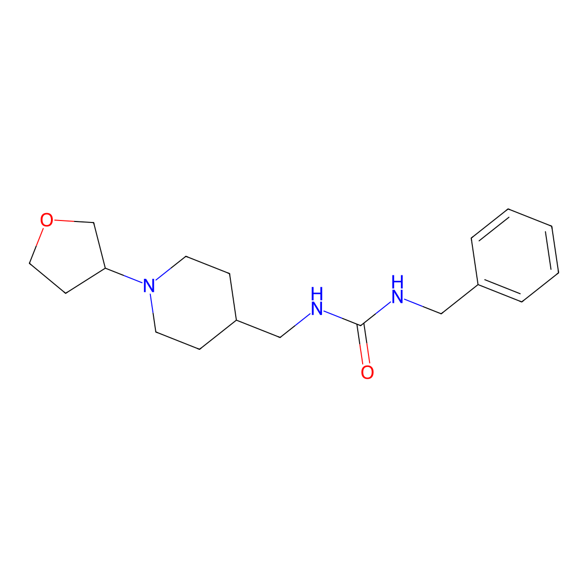 1-Benzyl-3-((1-(tetrahydrofuran-3-yl)piperidin-4-yl)methyl)urea molecular structure, CAS 2034608-00-7