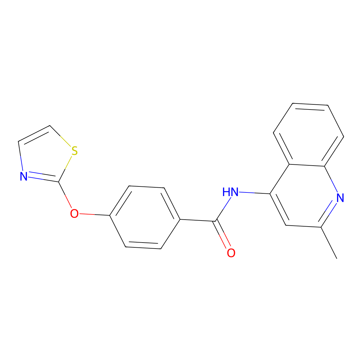 N-(2-methylquinolin-4-yl)-4-(thiazol-2-yloxy)benzamide molecular structure, CAS 2034608-02-9