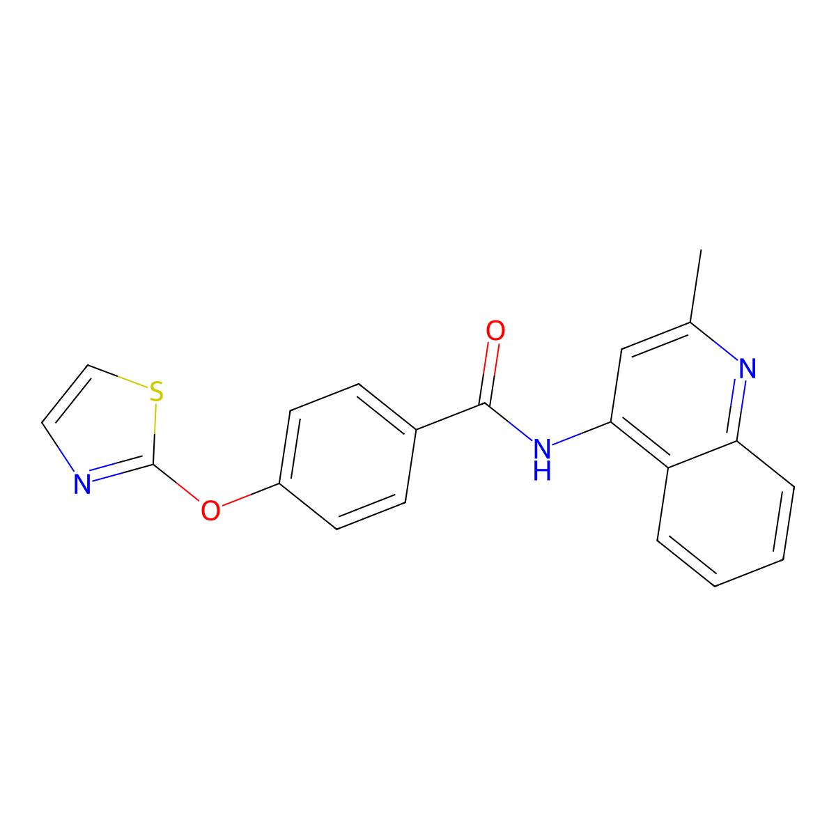 N-(2-methylquinolin-4-yl)-4-(thiazol-2-yloxy)benzamide molecular structure, CAS 2034608-02-9